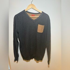 Express Charcoal Sweater with Camel Pocket
